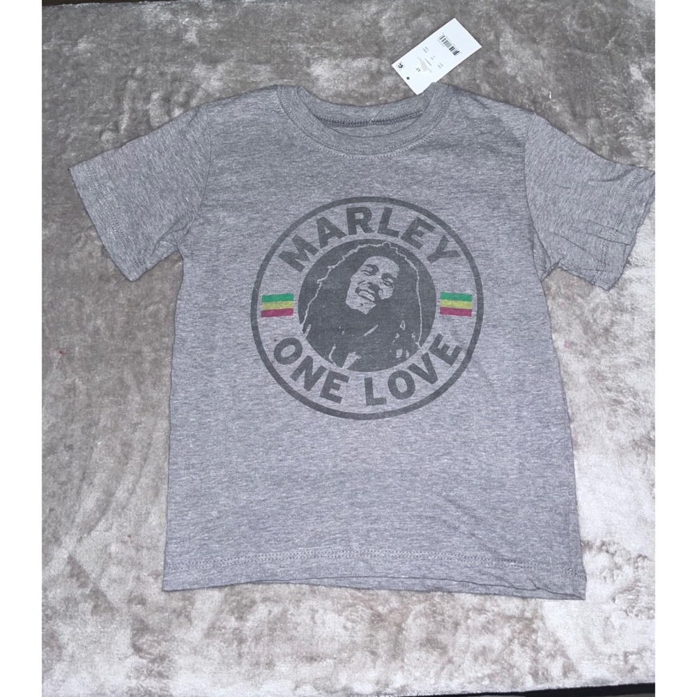 Zion Rootswear Bob Marley One Love Kids Graphic T-Shirt Heather Grey 4T‎ NEW